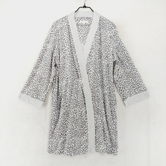 Midnight by Carole Hochman Cotton Leopard Print Gray Casual Robe P6593 - Picture 1 of 7